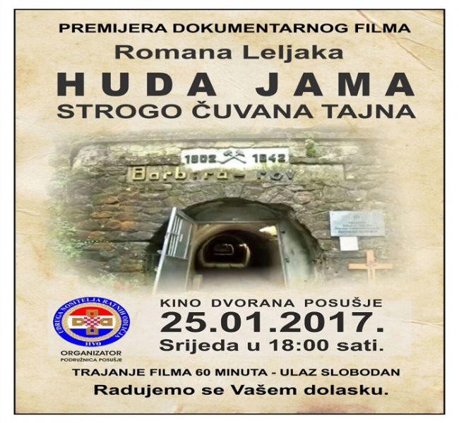 NAJAVA: Premijera dokumentarnoga filma “Huda Jama” u Posušju u srijedu, 25. siječnja