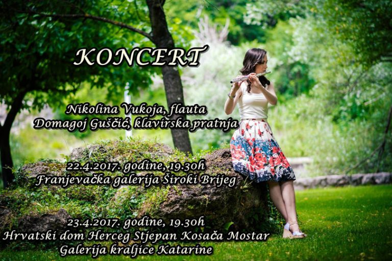 NAJAVA: Solistički koncerti mlade širokobriješke flautistice Nikoline Vukoja u Širokom Brijegu i Mostaru