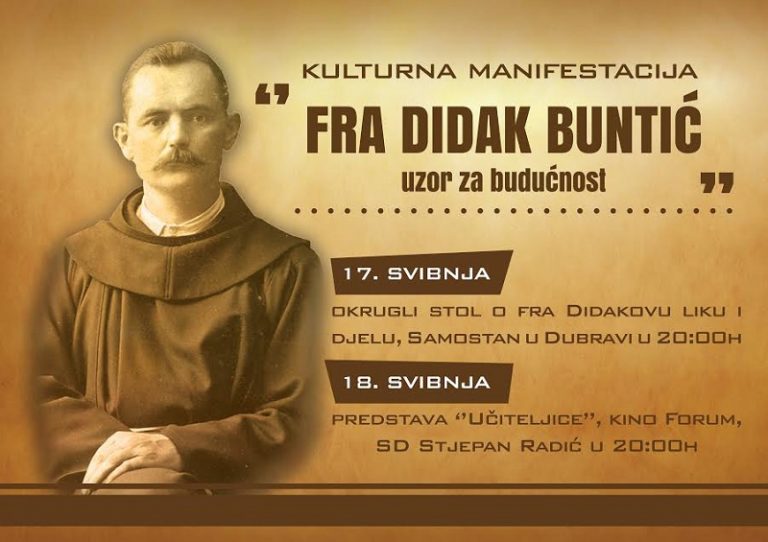 Frama Dubrava i hercegovački studenti u Zagrebu organiziraju kulturnu manifestaciju o fra Didaku Buntiću