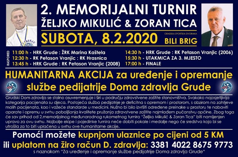 NAJAVA: 2.memorijalni rukometni turnir Željko Mikulić & Zoran Tica