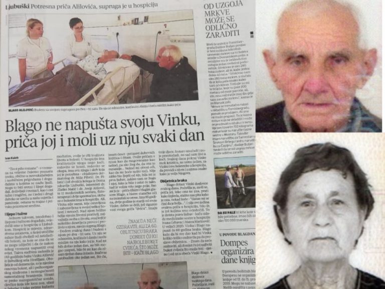 Nakon više od 60 godina provedenih u ljubavi, u Ljubuškom su ovog vikenda jedno za drugim umrli supružnici Vinka i Blago Alilović